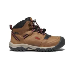 Keen Big Kids' Ridge Flex Waterproof Boot | Bison/Red Carpet