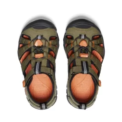 Keen Little Kids' Seacamp II CNX | Dark Olive/Gold Flame -Fashion Shoes ceea870f71a53073a714c8b948c5a685eb4c59ce