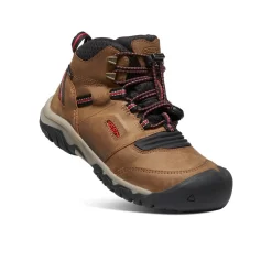 Keen Big Kids' Ridge Flex Waterproof Boot | Bison/Red Carpet -Fashion Shoes ff882be4ff1066ead4038314631128877fe32eac